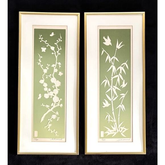Rare Warren Woodward Framed Embossed Serigraph Floral Wall Art (set of 2) SIGNED - Picture 1 of 8